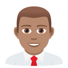 How Man Office Worker: Medium Skin Tone emoji looks on Joypixels.