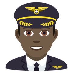 How Man Pilot: Dark Skin Tone emoji looks on Joypixels.