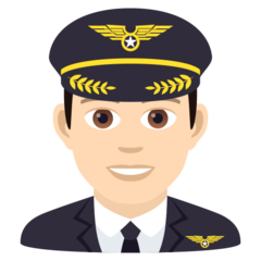 How Man Pilot: Light Skin Tone emoji looks on Joypixels.