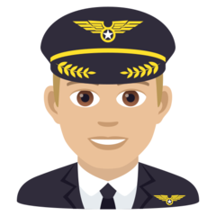 A quoi ressemblent les emoji Pilote homme: peau moyennement claire sur Joypixels.