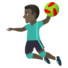 Como o emoji do Jogador de handebol: pele escura é exibido no Joypixels.