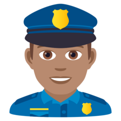 How Man Police Officer: Medium Skin Tone emoji looks on Joypixels.