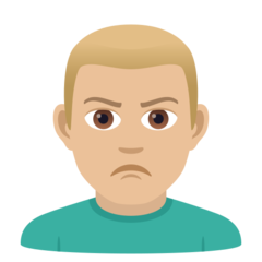 A quoi ressemblent les emoji Homme qui boude: peau moyennement claire sur Joypixels.