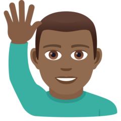 A quoi ressemblent les emoji Homme qui lève la main: peau mate sur Joypixels.