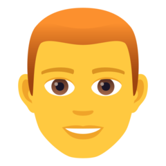 Hvordan Mann: rødt hår emoji ser ut på Joypixels.