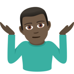 How Man Shrugging: Dark Skin Tone emoji looks on Joypixels.