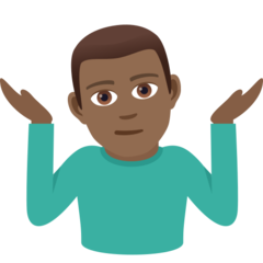 How Man Shrugging: Medium-Dark Skin Tone emoji looks on Joypixels.