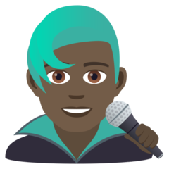 How Man Singer: Dark Skin Tone emoji looks on Joypixels.