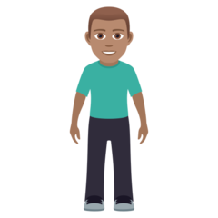 How Man Standing: Medium Skin Tone emoji looks on Joypixels.