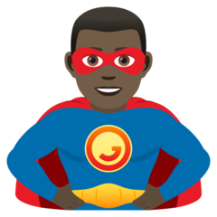 Hoe Mannelijke superheld: donkere huidskleur emoji eruit ziet op Joypixels.