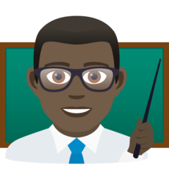 How Man Teacher: Dark Skin Tone emoji looks on Joypixels.