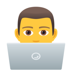 Bagaimana emoji Ahli teknologi lelaki kelihatan di Joypixels.