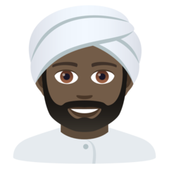 Wie Mann mit Turban: dunkle Hautfarbe Emoji auf Joypixels aussieht.