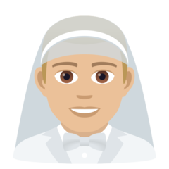 A quoi ressemblent les emoji Homme avec voile: peau moyennement claire sur Joypixels.