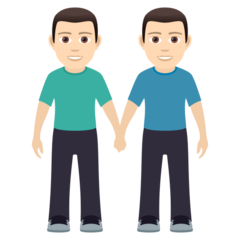 Hoe Mannen hand in hand: lichte huidskleur emoji eruit ziet op Joypixels.