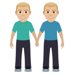 How Men Holding Hands: Medium-Light Skin Tone emoji looks on Joypixels.