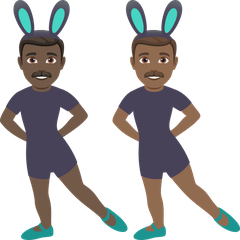 A quoi ressemblent les emoji Hommes avec des oreilles de lapin : peau foncée et peau mate sur Joypixels.
