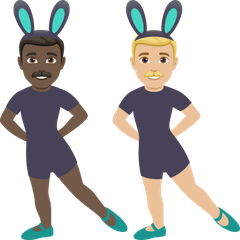 A quoi ressemblent les emoji Hommes avec des oreilles de lapin : peau foncée et peau moyennement claire sur Joypixels.