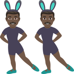 A quoi ressemblent les emoji Hommes avec des oreilles de lapin : peau foncée sur Joypixels.