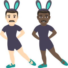 A quoi ressemblent les emoji Hommes avec des oreilles de lapin : peau claire et peau foncée sur Joypixels.