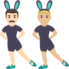A quoi ressemblent les emoji Hommes avec des oreilles de lapin : peau claire et peau moyennement claire sur Joypixels.
