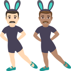 A quoi ressemblent les emoji Hommes avec des oreilles de lapin : peau claire et peau légèrement mate sur Joypixels.