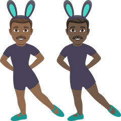 A quoi ressemblent les emoji Hommes avec des oreilles de lapin : peau mate et peau foncée sur Joypixels.