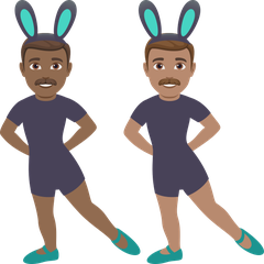 A quoi ressemblent les emoji Hommes avec des oreilles de lapin : peau mate et peau légèrement mate sur Joypixels.