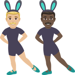 A quoi ressemblent les emoji Hommes avec des oreilles de lapin : peau moyennement claire et peau foncée sur Joypixels.