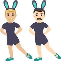 A quoi ressemblent les emoji Hommes avec des oreilles de lapin : peau moyennement claire et peau claire sur Joypixels.
