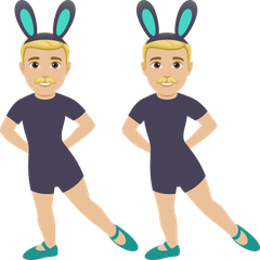 A quoi ressemblent les emoji Hommes avec des oreilles de lapin : peau moyennement claire sur Joypixels.