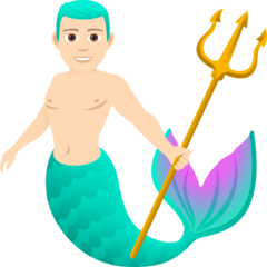 How Merman: Light Skin Tone emoji looks on Joypixels.