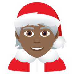 Wie Weihnachtsperson: mitteldunkle Hautfarbe Emoji auf Joypixels aussieht.