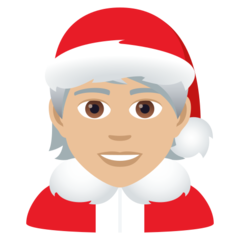 Cómo se ve el emoji Noel: tono de piel claro medio en Joypixels.