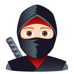 Hvordan Ninja: hudtype 1–2 emoji ser ut på Joypixels.