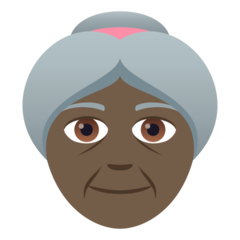 How Old Woman: Dark Skin Tone emoji looks on Joypixels.