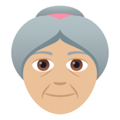 How Old Woman: Medium-Light Skin Tone emoji looks on Joypixels.