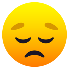 How Pensive Face emoji looks on Joypixels.