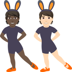 A quoi ressemblent les emoji Personnes avec des oreilles de lapin : peau foncée et peau claire sur Joypixels.