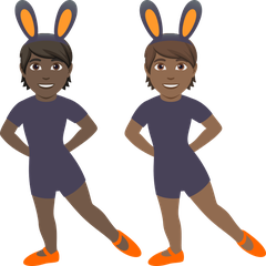 A quoi ressemblent les emoji Personnes avec des oreilles de lapin : peau foncée et peau mate sur Joypixels.