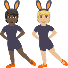 A quoi ressemblent les emoji Personnes avec des oreilles de lapin : peau foncée et peau moyennement claire sur Joypixels.
