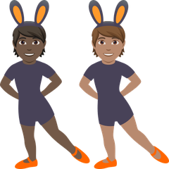 A quoi ressemblent les emoji Personnes avec des oreilles de lapin : peau foncée et peau légèrement mate sur Joypixels.