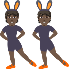 A quoi ressemblent les emoji Personnes avec des oreilles de lapin : peau foncée sur Joypixels.