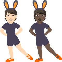 A quoi ressemblent les emoji Personnes avec des oreilles de lapin : peau claire et peau foncée sur Joypixels.