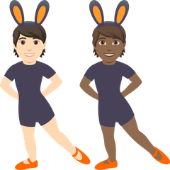 A quoi ressemblent les emoji Personnes avec des oreilles de lapin : peau claire et peau mate sur Joypixels.