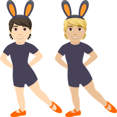 A quoi ressemblent les emoji Personnes avec des oreilles de lapin : peau claire et peau moyennement claire sur Joypixels.