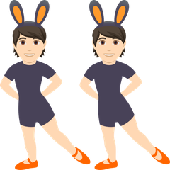 Joypixels에서토끼 귀를 쓰고 춤추는 사람들: 하얀 피부그림 이모티콘이 어떻게 보이는지.