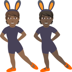 A quoi ressemblent les emoji Personnes avec des oreilles de lapin : peau mate et peau foncée sur Joypixels.