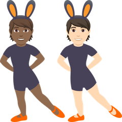 A quoi ressemblent les emoji Personnes avec des oreilles de lapin : peau mate et peau claire sur Joypixels.