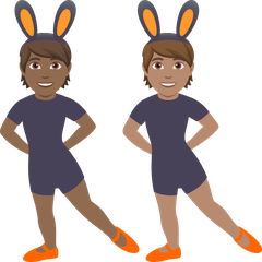 A quoi ressemblent les emoji Personnes avec des oreilles de lapin : peau mate et peau légèrement mate sur Joypixels.